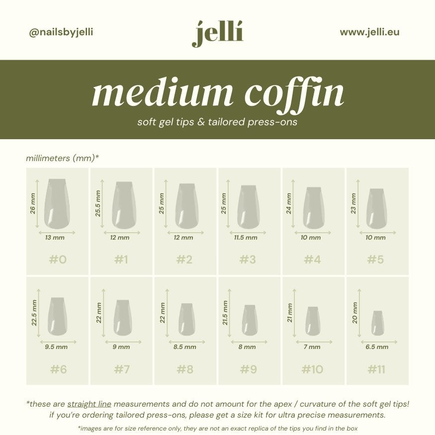 jellí - coffin mediu soft gel tips