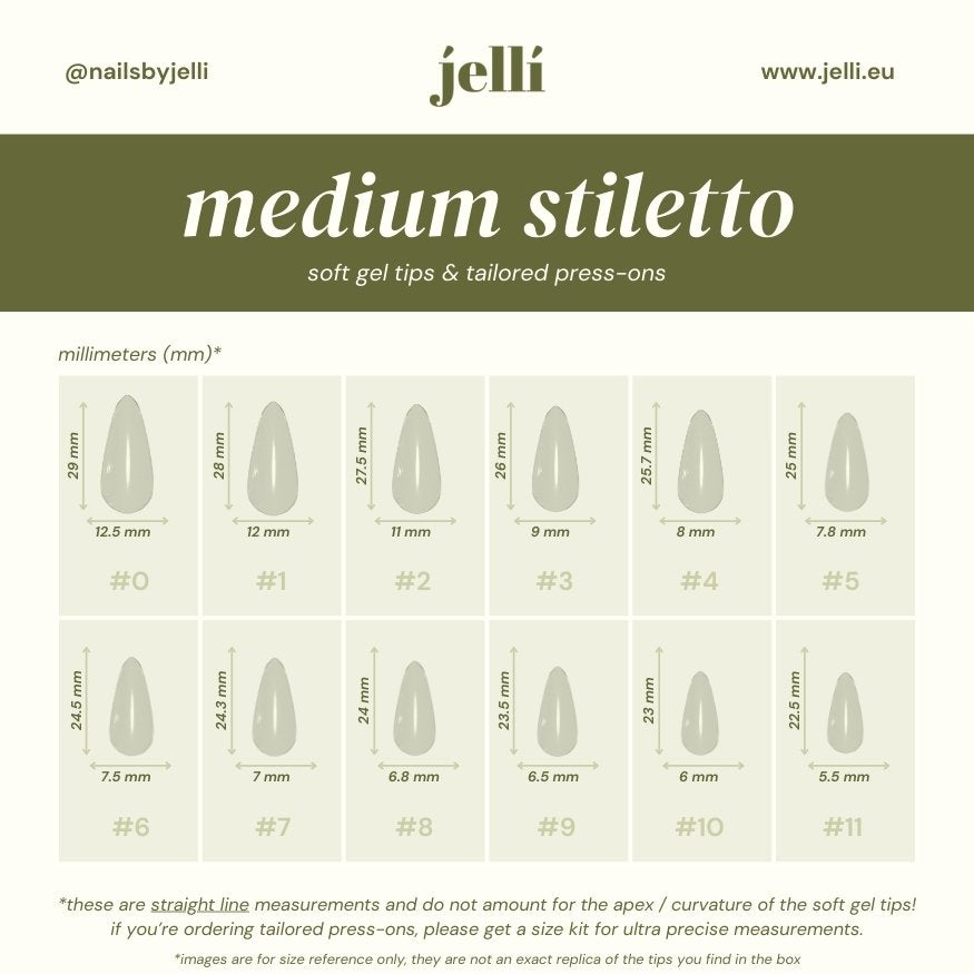 jellí - stiletto mediu soft gel tips