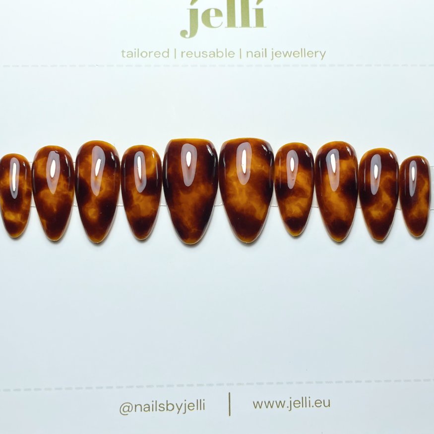 tortie shell - set de unghii press-on custom de lux