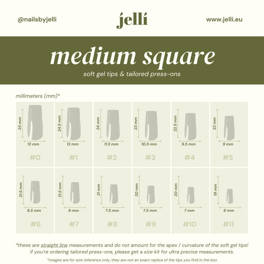 jellí - medium square soft gel tips