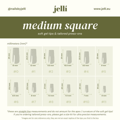 jellí - medium square soft gel tips