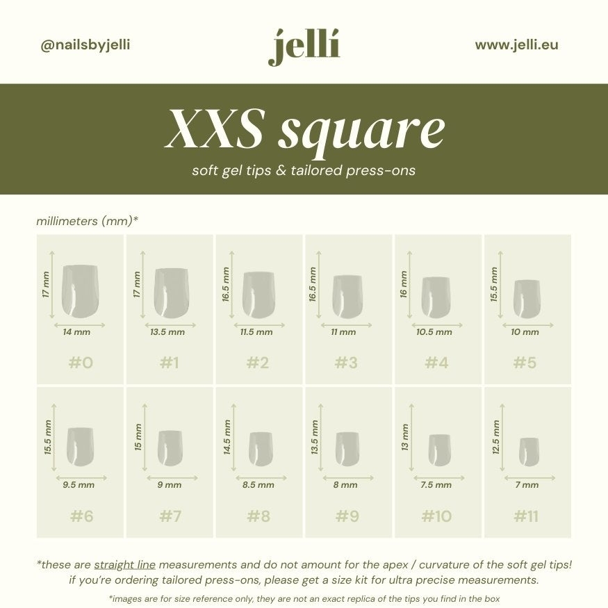 jellí - xxs square soft gel tips