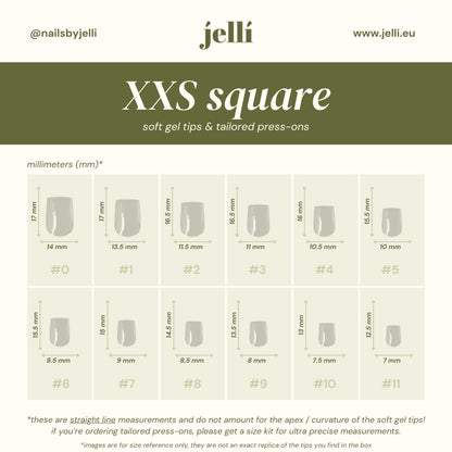 jellí - xxs square soft gel tips