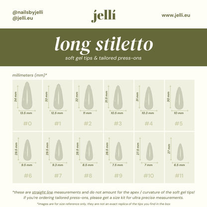 jellí - long stiletto soft gel tips