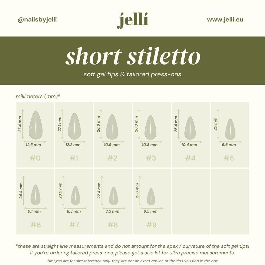 jellí - stiletto scurt soft gel tips