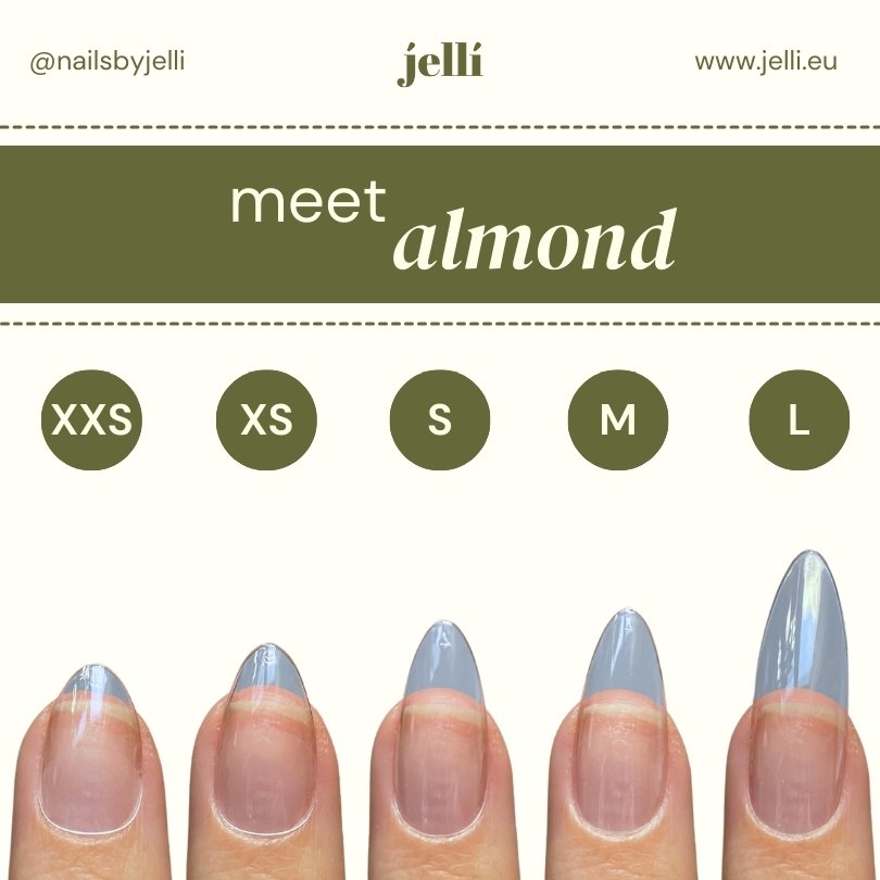 jellí - long almond soft gel tips
