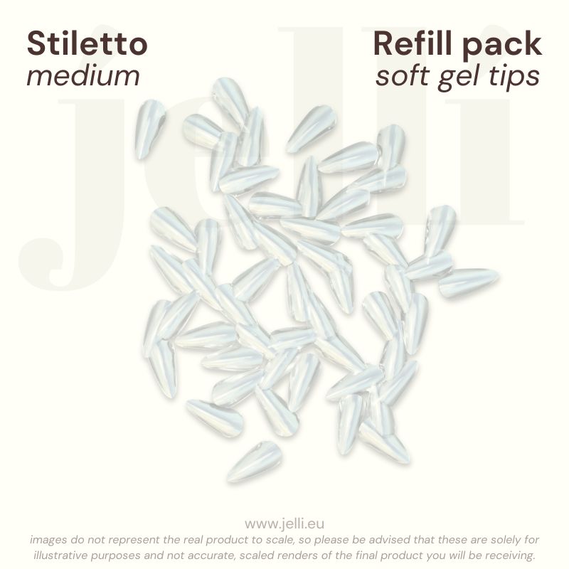 jellí - pachet rezervă stiletto M soft gel tips