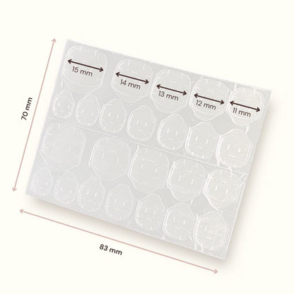 M/L double sided sticky tabs for press-on nails, 10 sheets x 24 tabs